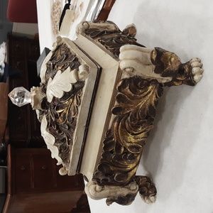 Vintage square ornate Resin Treasure Box Home Decor Container.